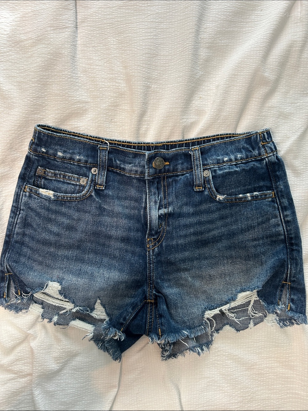 aerie Distressed Dark Blue Denim Cutoff Shorts